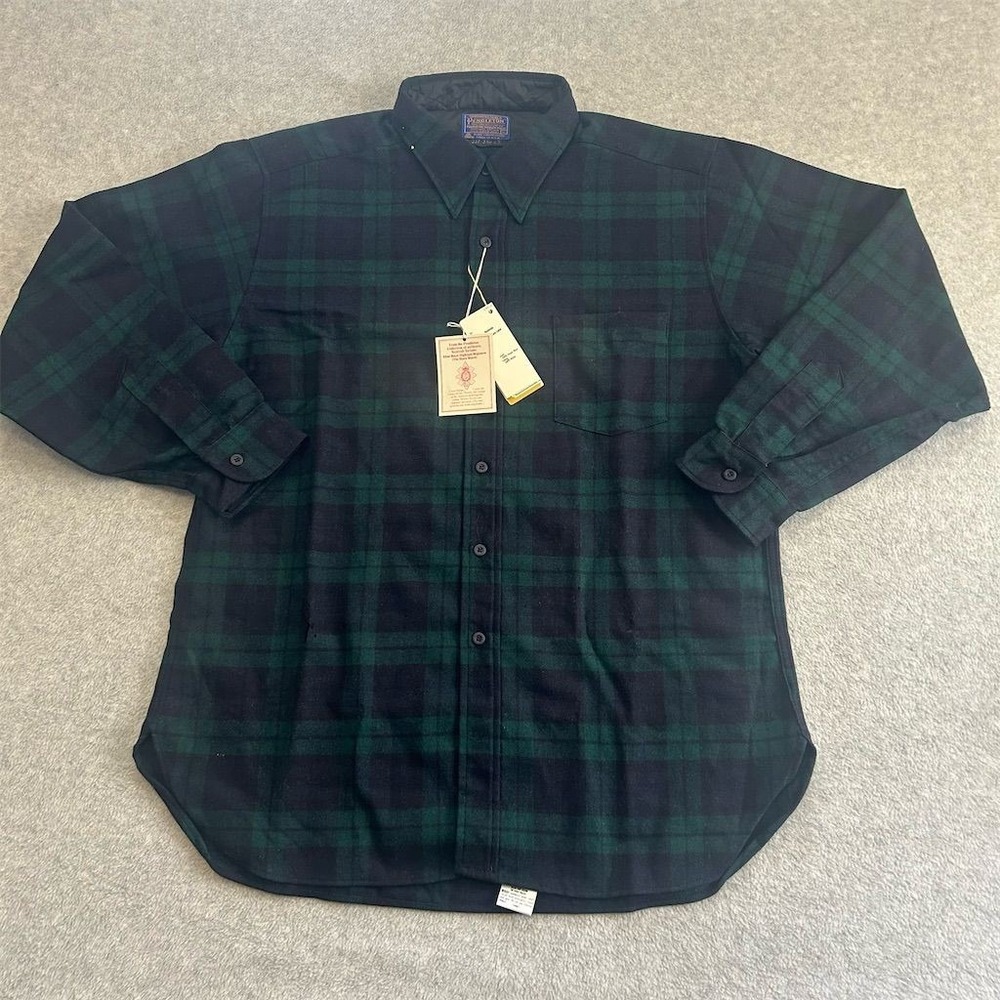 Vintage Pendleton Flannel Shirt‎ Men's XL Black Watch Button-Up 70s Flaws